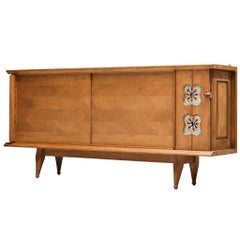 Guillerme et Chambron Sideboard in Oak with Ceramic Tiles