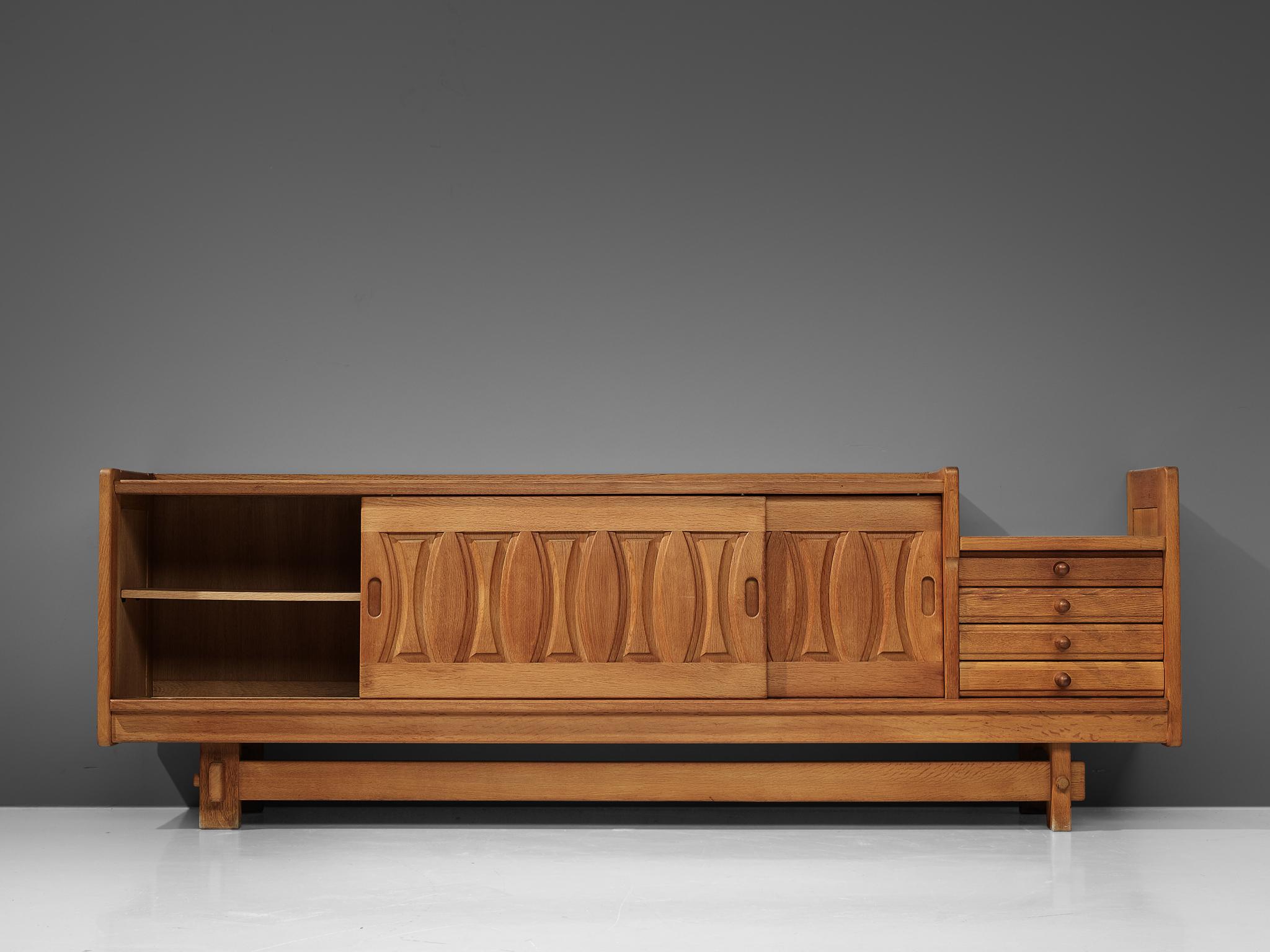 Guillerme et Chambron Sideboard in Oak with Ceramics 4