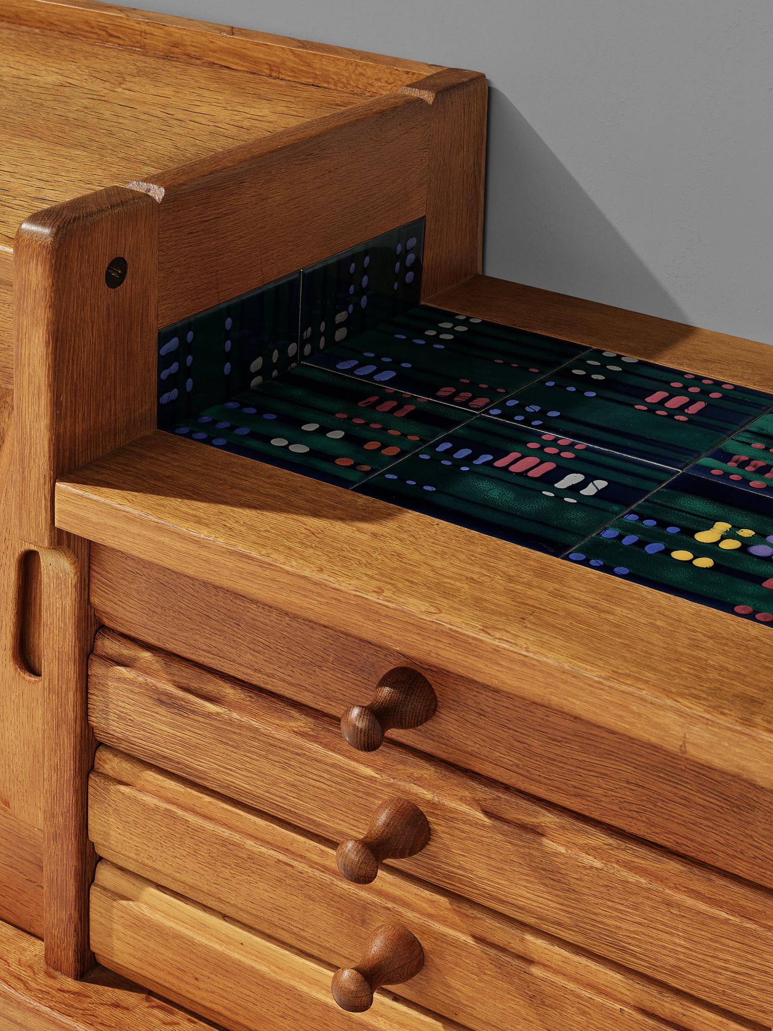 Guillerme et Chambron Sideboard in Oak with Ceramics 2