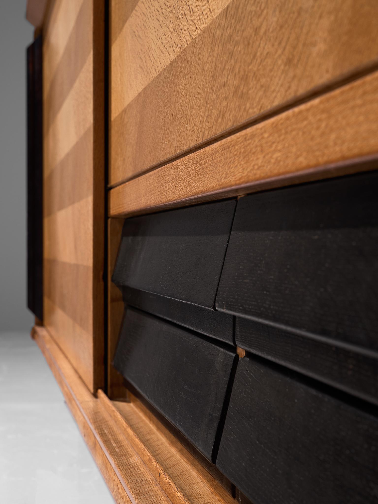 Mid-20th Century Guillerme et Chambron Sideboard in Oak with Sliding Doors