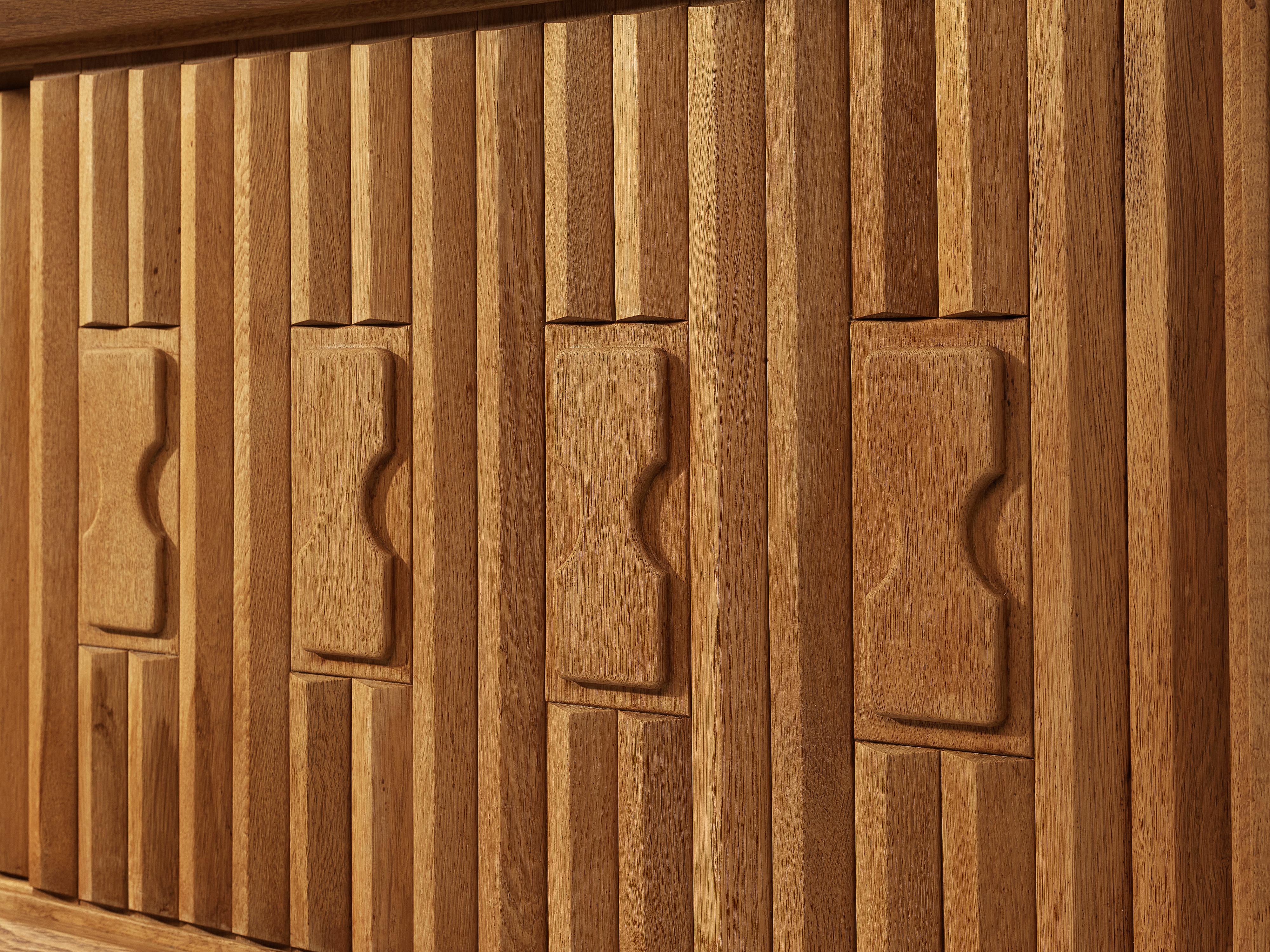 Guillerme et Chambron Sideboard in Solid Oak with Ceramic Tiles In Good Condition In Waalwijk, NL