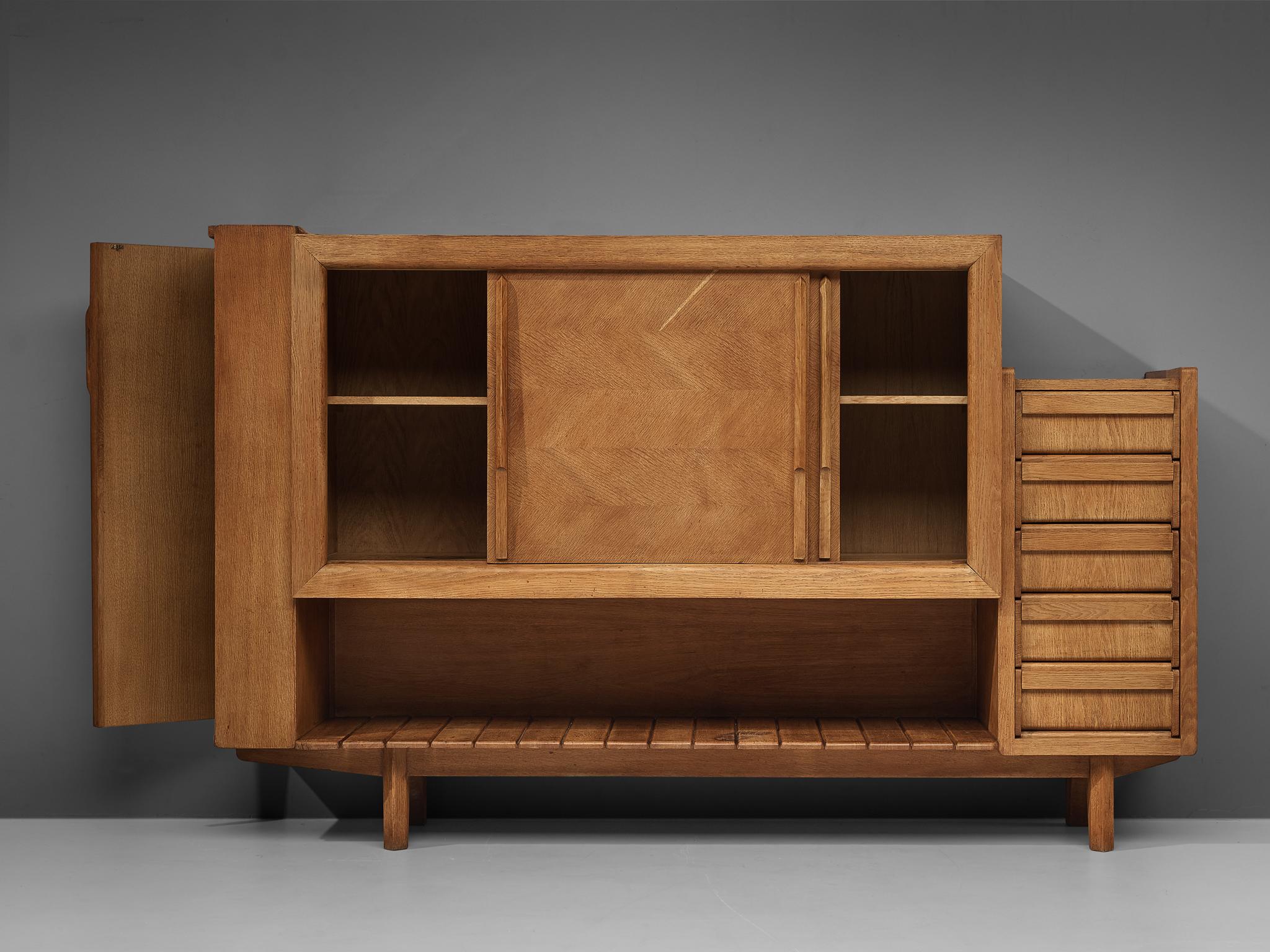 Guillerme et Chambron Sideboard in Solid Oak with Ceramic Tiles 2