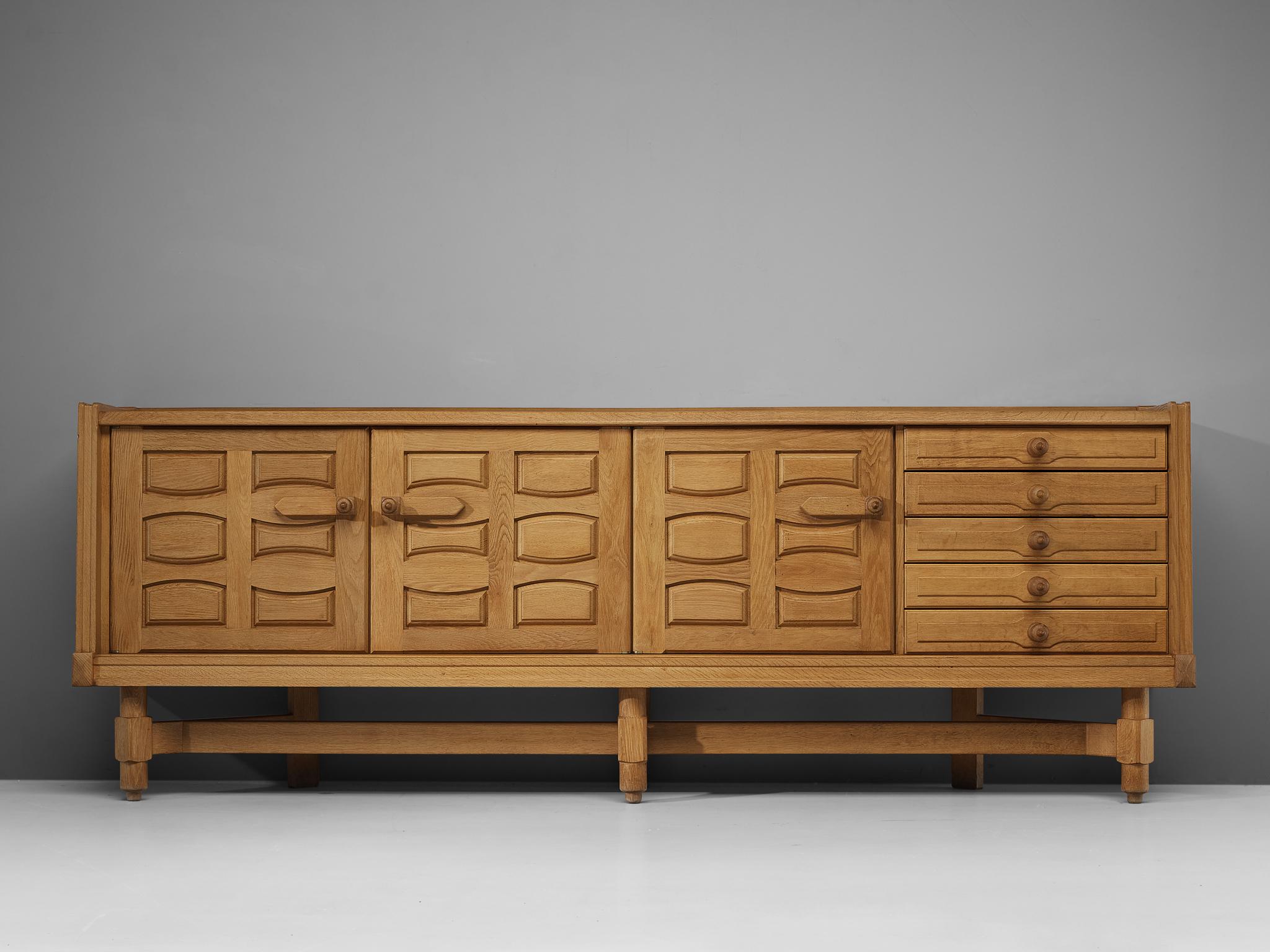 Guillerme & Chambron Sideboard in Solid Oak with Ceramic Tiles 2