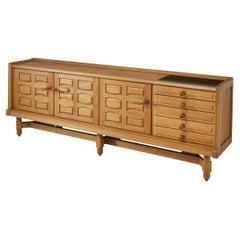 Guillerme et Chambron Sideboard in Solid Oak with Ceramic Tiles