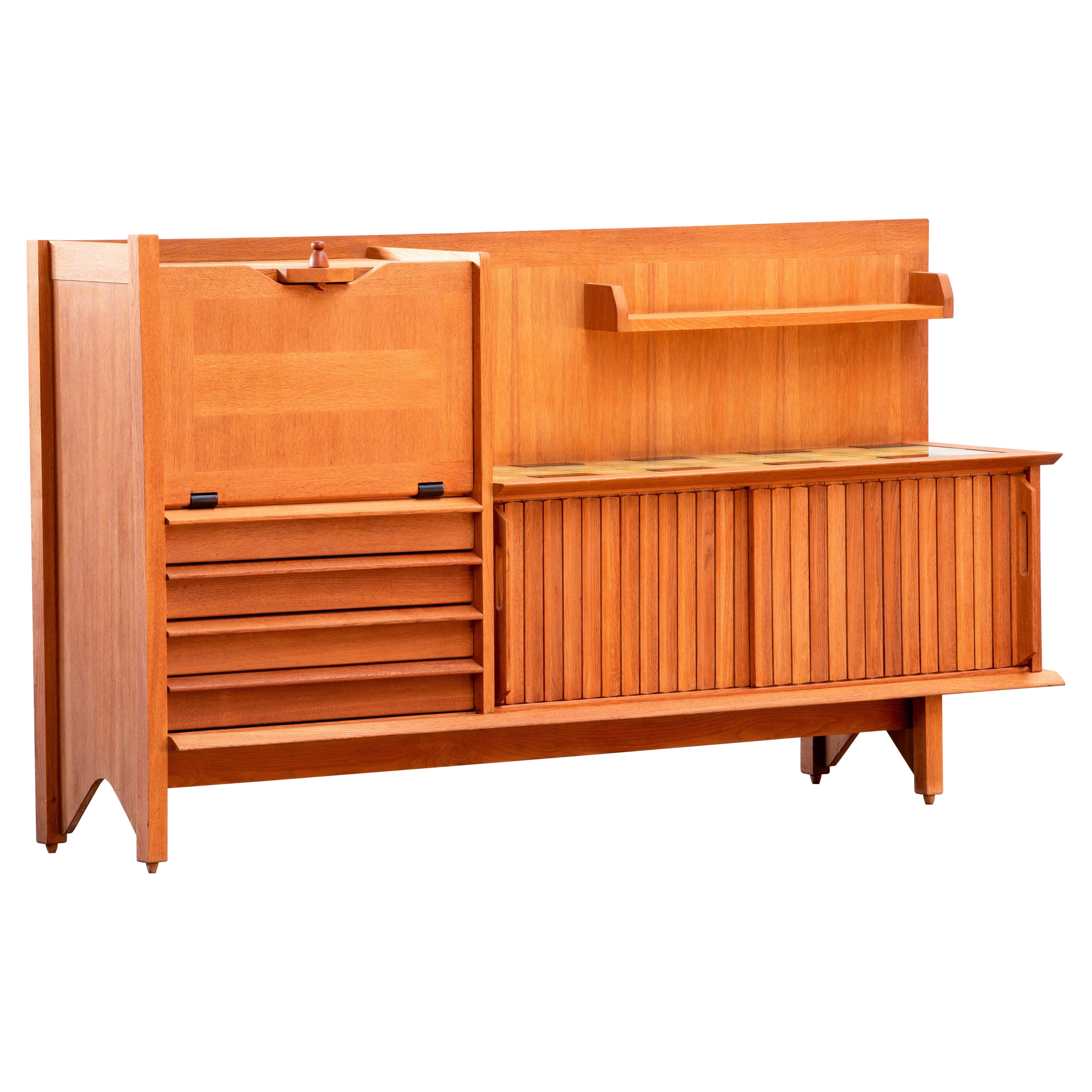 Guillerme et Chambron, Sideboard, Oak and Ceramic Tiles, Edition Votre Maison
