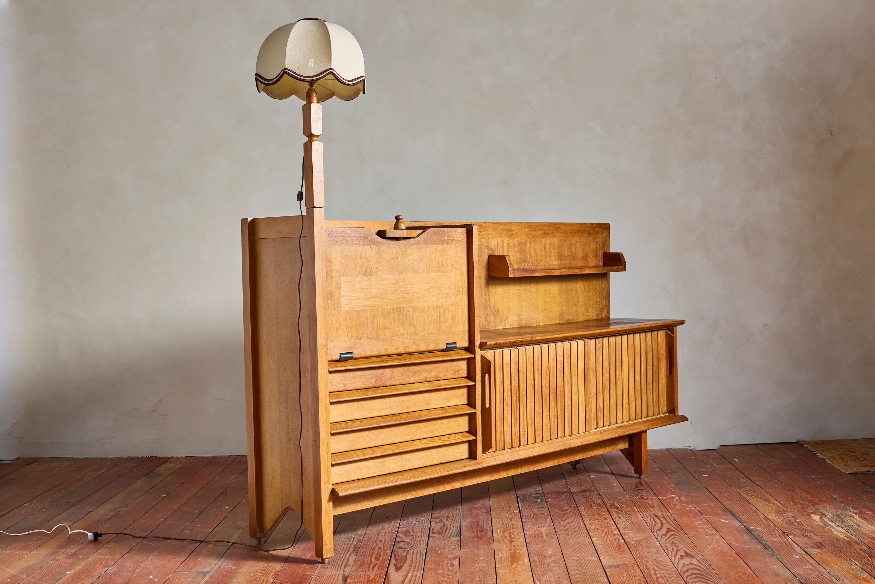 Guillerme et Chambron Sideboard with Lamp In Good Condition For Sale In Beverly Hills, CA