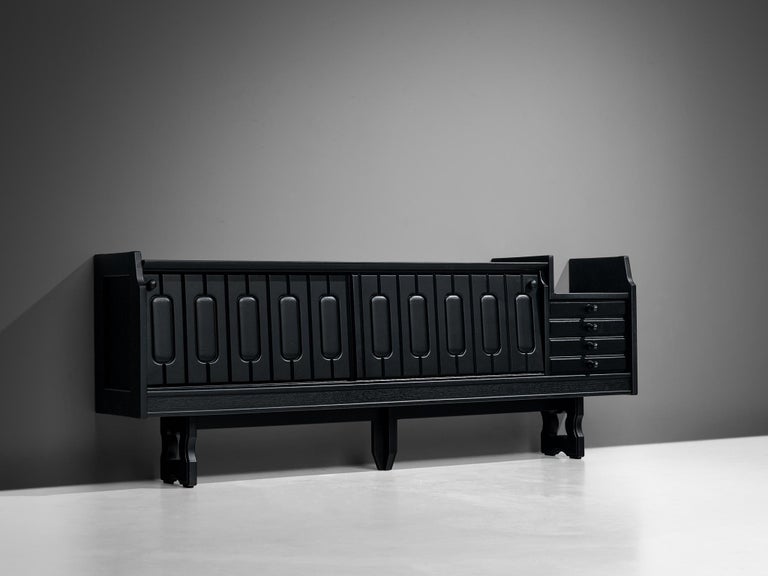 Guillerme & Chambron 'Simon' Sideboard in Black Stained Oak For Sale 3