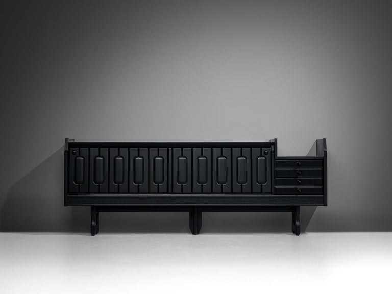Mid-20th Century Guillerme & Chambron 'Simon' Sideboard in Black Stained Oak For Sale