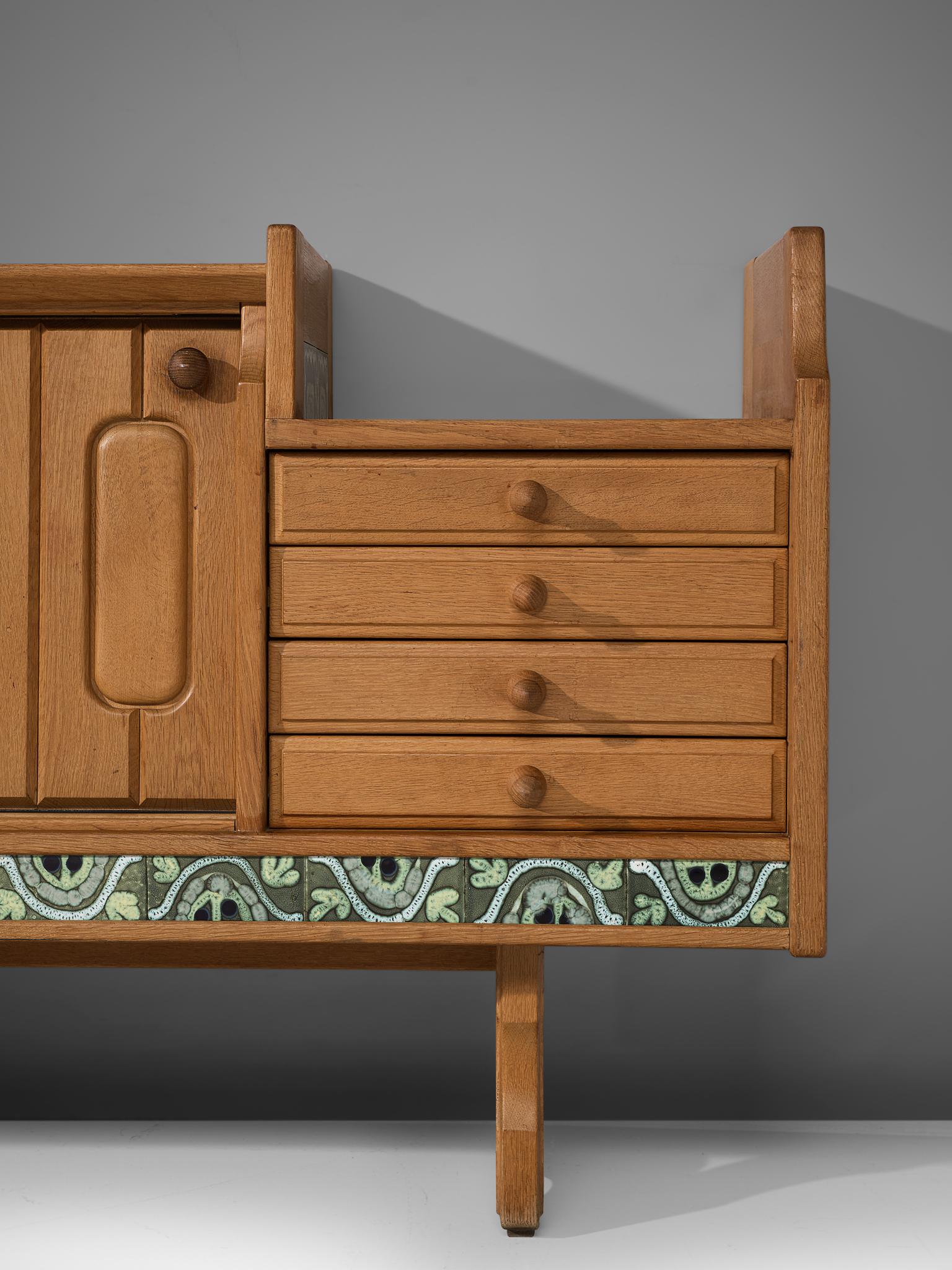 Ceramic Guillerme et Chambron 'Simon' Sideboard in Oak