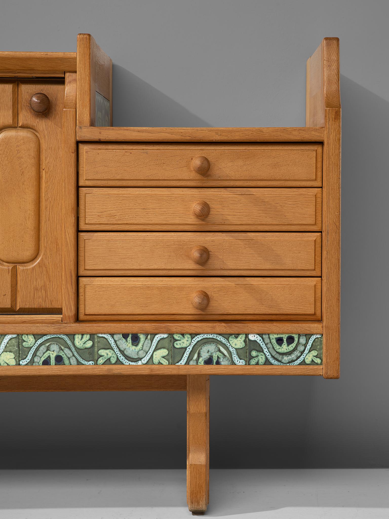 Guillerme et Chambron 'Simon' Sideboard in Oak with Ceramics 3
