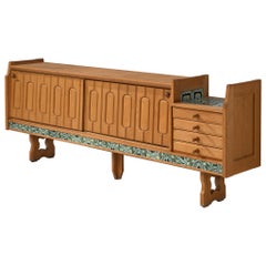 Guillerme et Chambron 'Simon' Sideboard in Oak with Ceramics