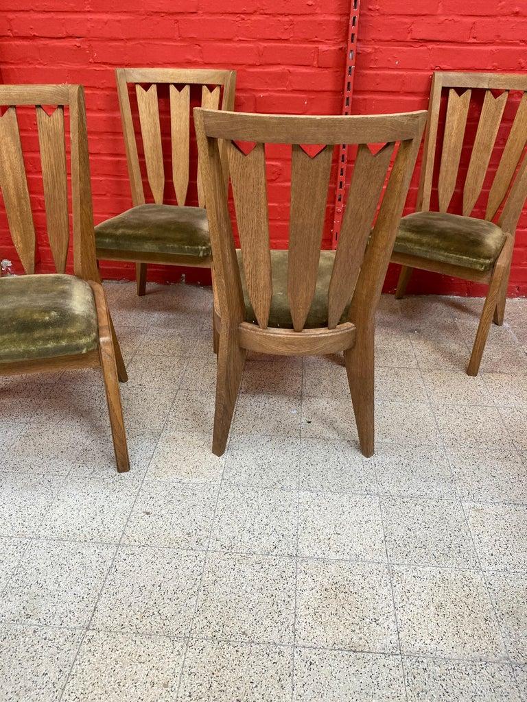 Guillerme et Chambron, Six Oak Chairs, Edition Votre Maison, circa 1950-1960 4