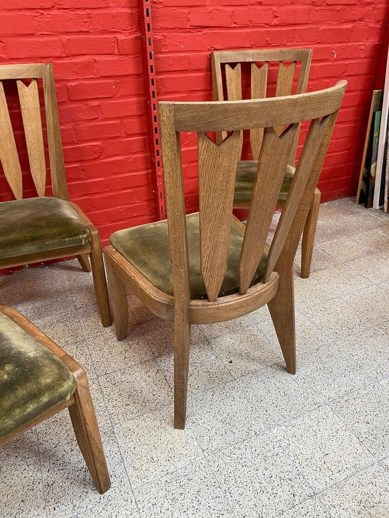 Guillerme et Chambron, Six Oak Chairs, Edition Votre Maison, circa 1950-1960 5