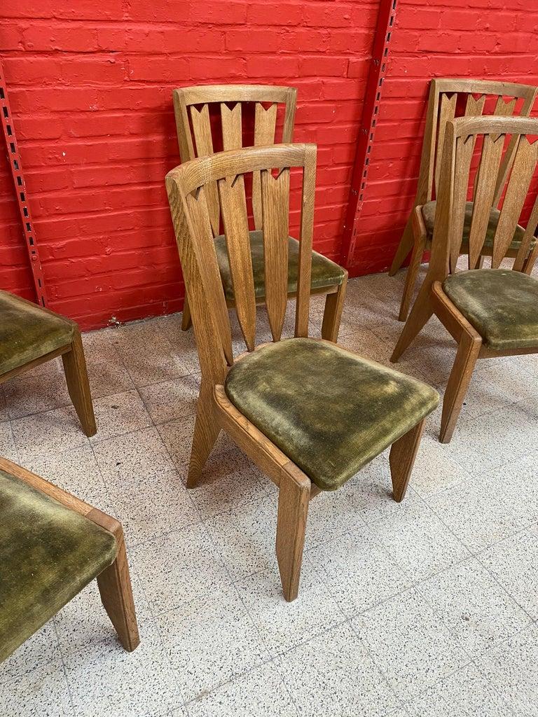 Guillerme et Chambron, Six Oak Chairs, Edition Votre Maison, circa 1950-1960 1