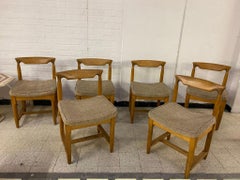 Guillerme et Chambron, Six Oak Chairs, Edition Votre Maison, circa 1970