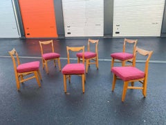 Guillerme et Chambron, Six Oak Chairs, Edition Votre Maison, circa 1970