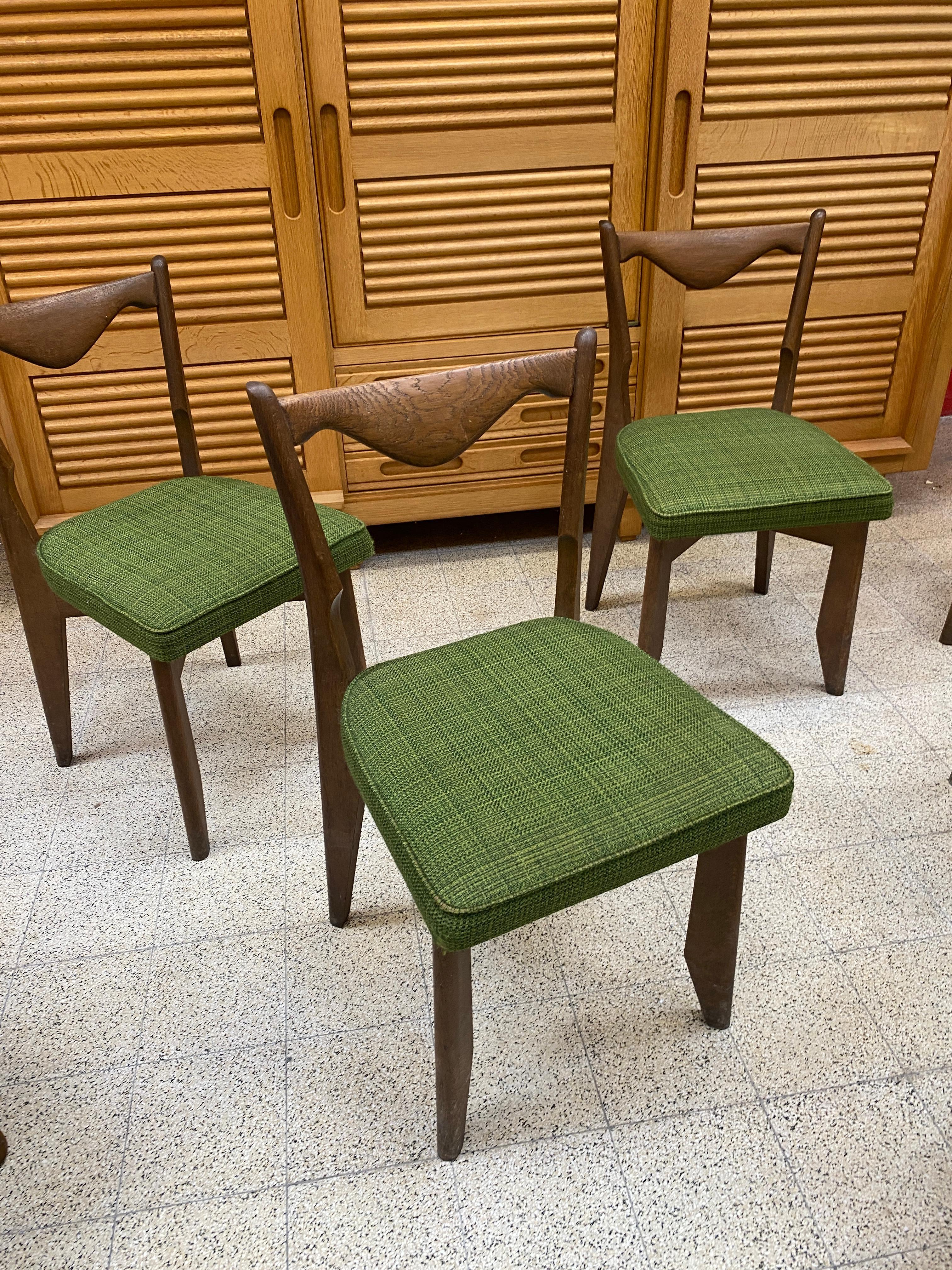 Guillerme et Chambron, Six Oak Chairs, Edition Votre Maison, circa 1970 1