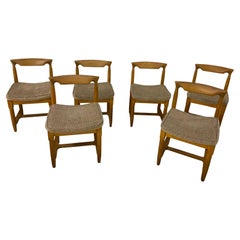 Guillerme et Chambron, Six Oak Chairs, Edition Votre Maison, circa 1970