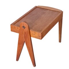 Guillerme et Chambron Sliding Top Side Table, France, 1960s