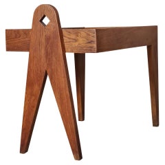 Guillerme et Chambron Sliding Top Side Table, France, 1960s