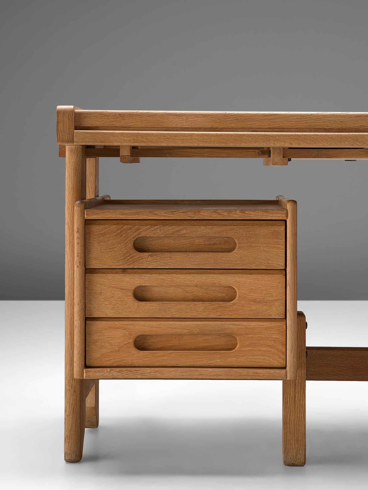 Mid-20th Century Guillerme et Chambron Small Desk in Oak