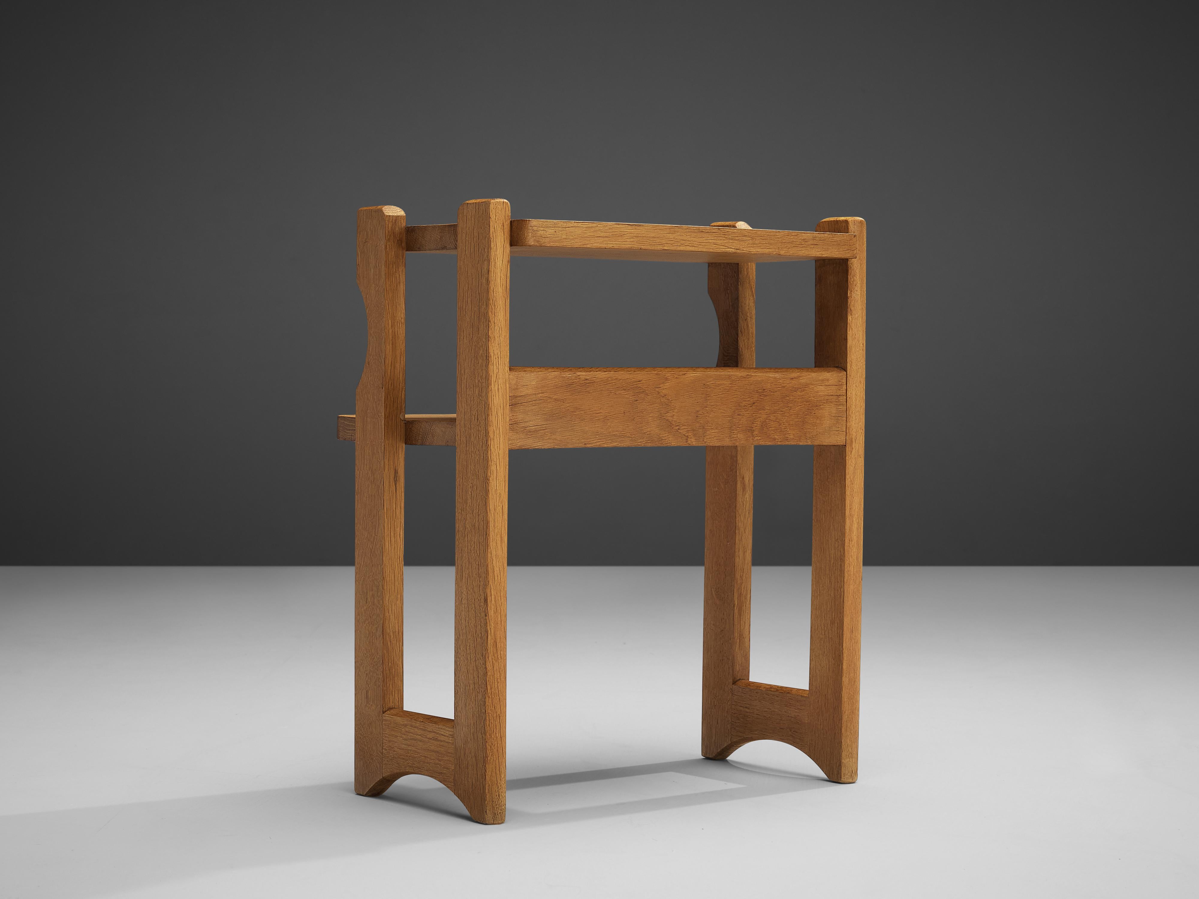 Mid-20th Century Guillerme et Chambron Small Side Table in Solid Oak