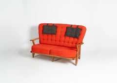 Guillerme et Chambron, Banquette Grand Repos, Two-Seater Settee, Circa 1960