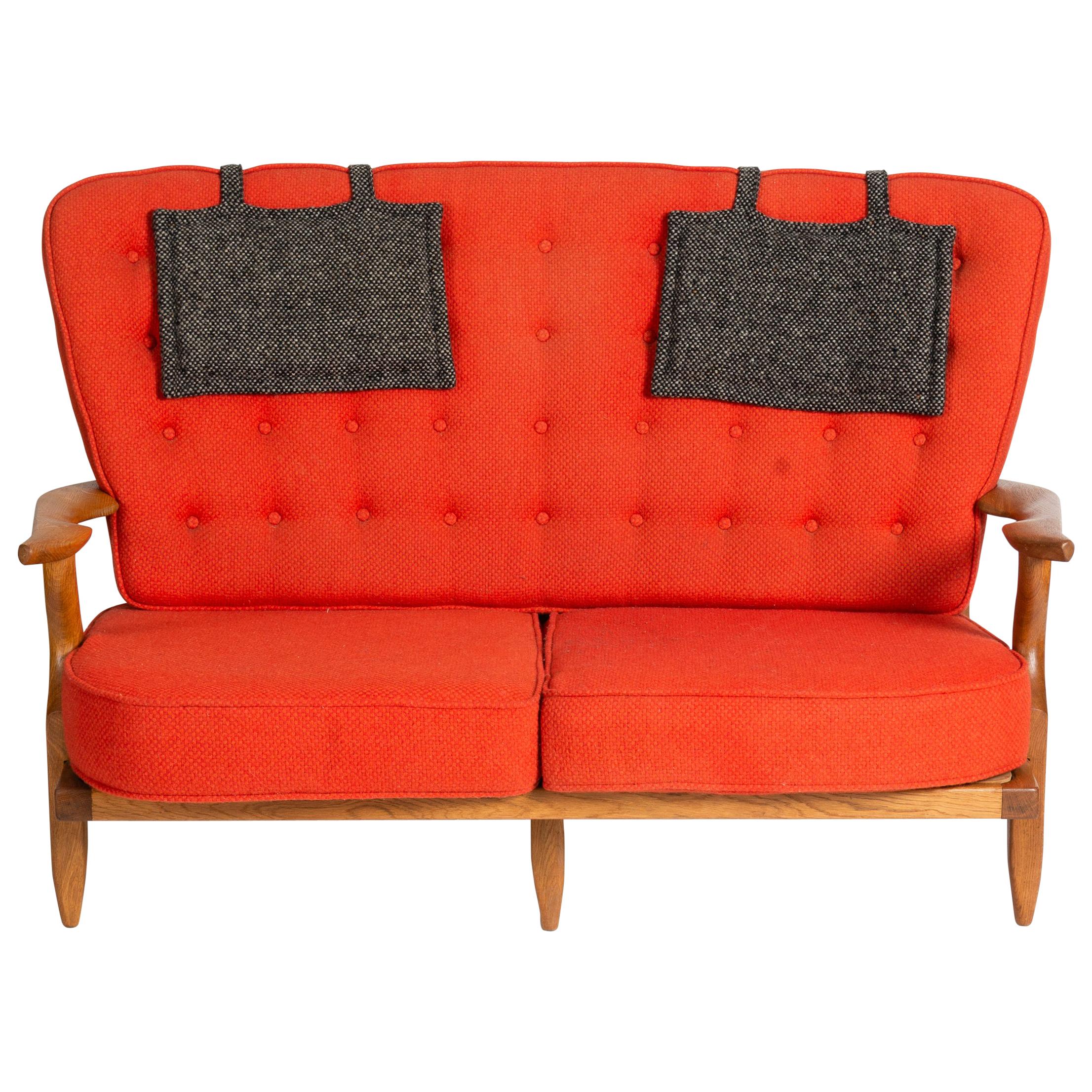 Guillerme et Chambron, Banquette Grand Repos, Two-Seater Settee, Circa 1960