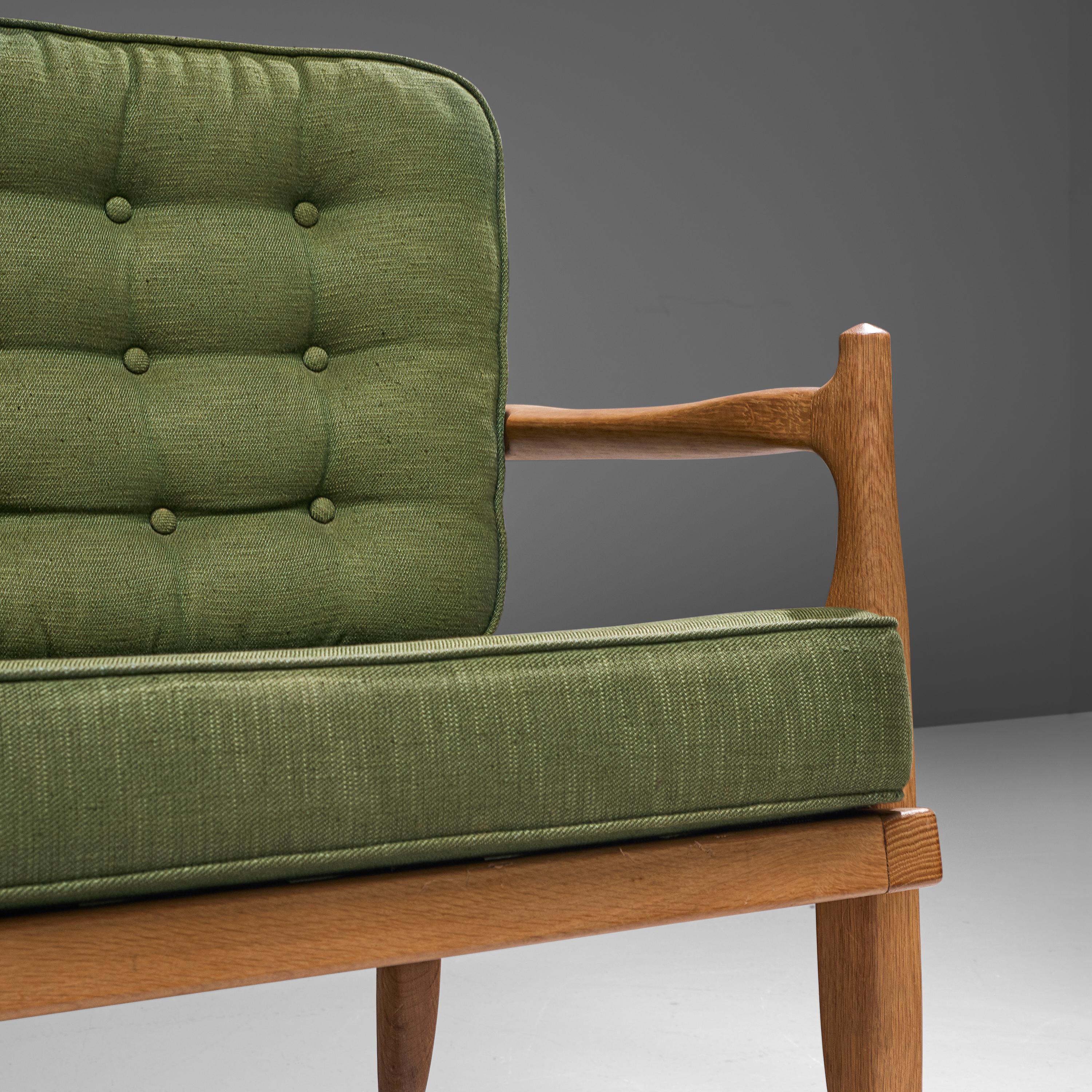Guillerme et Chambron Sofa in Moss Green Upholstery 3