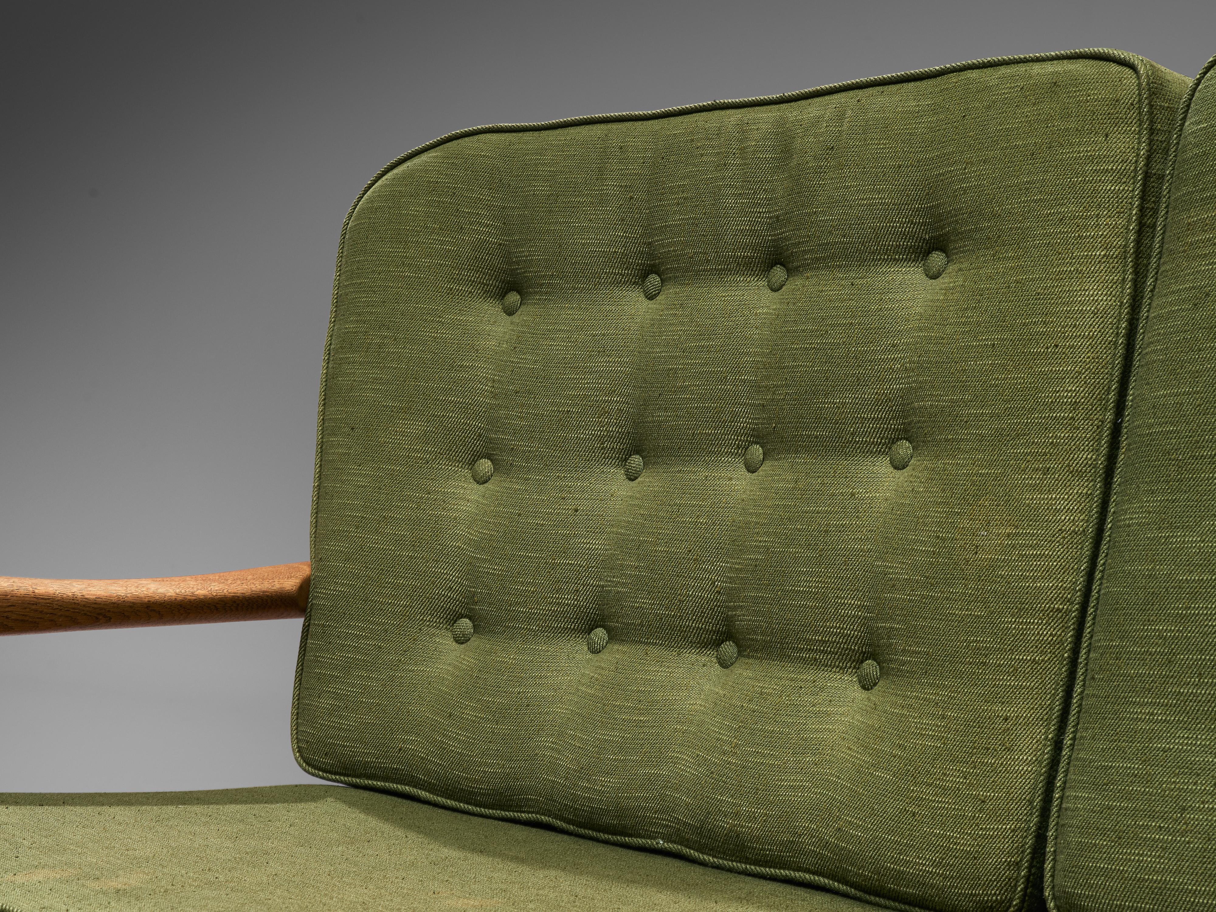 Guillerme et Chambron Sofa in Moss Green Upholstery 1