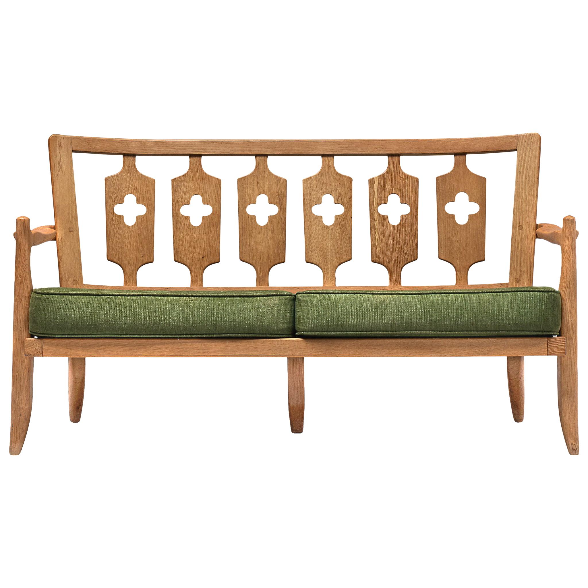 Guillerme et Chambron Sofa in Moss Green Upholstery