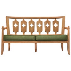 Guillerme et Chambron Sofa in Moss Green Upholstery