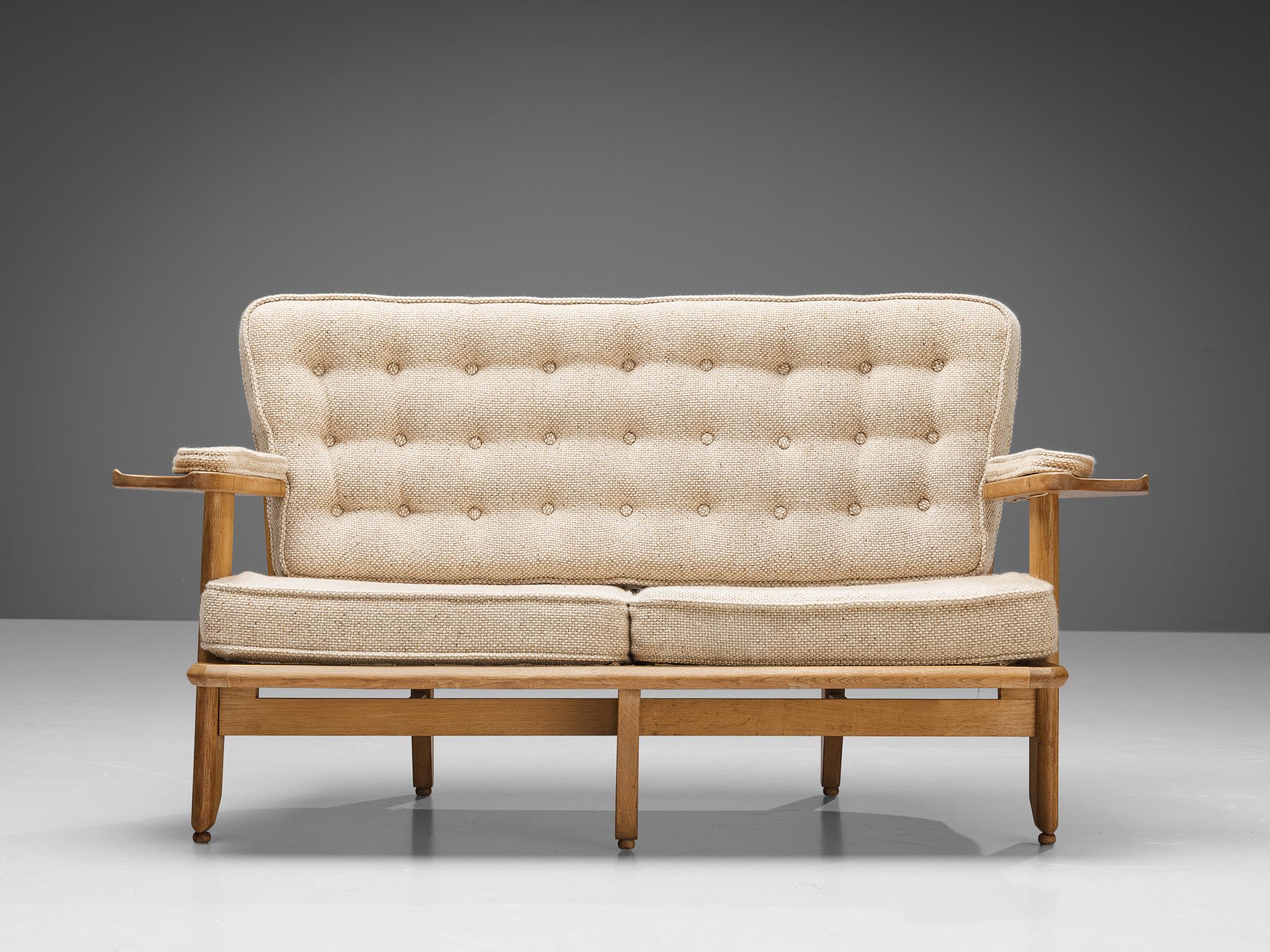 Guillerme & Chambron Sofas in Oak and Off-White Upholstery  3