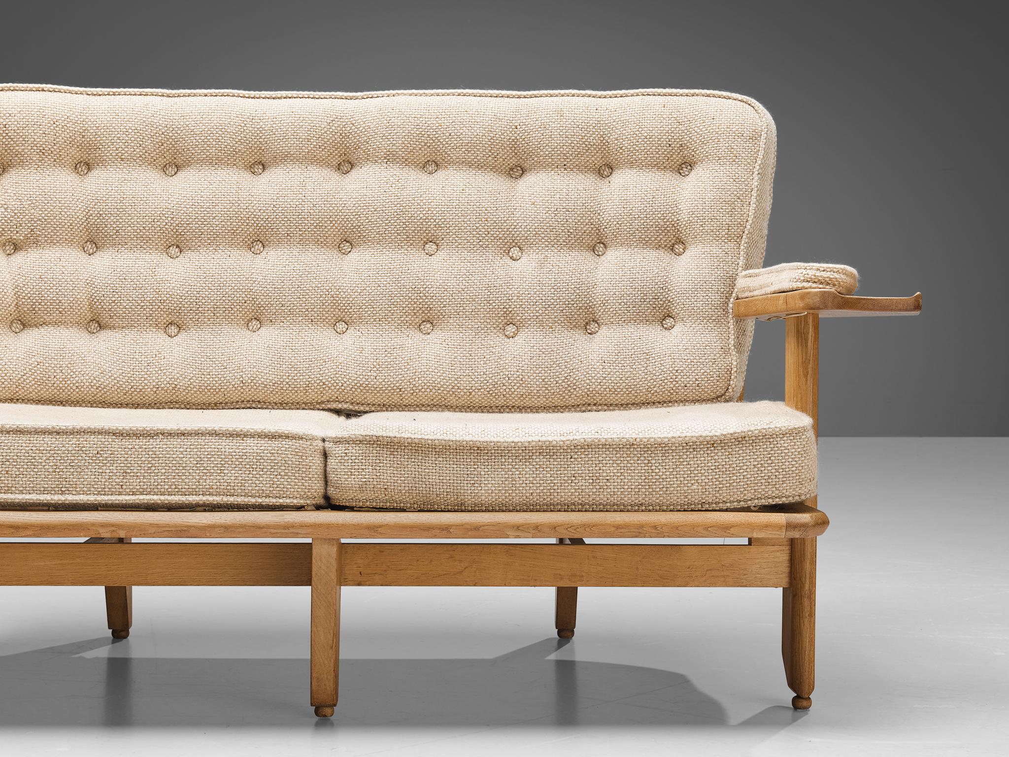 Guillerme & Chambron Sofas in Oak and Off-White Upholstery  4