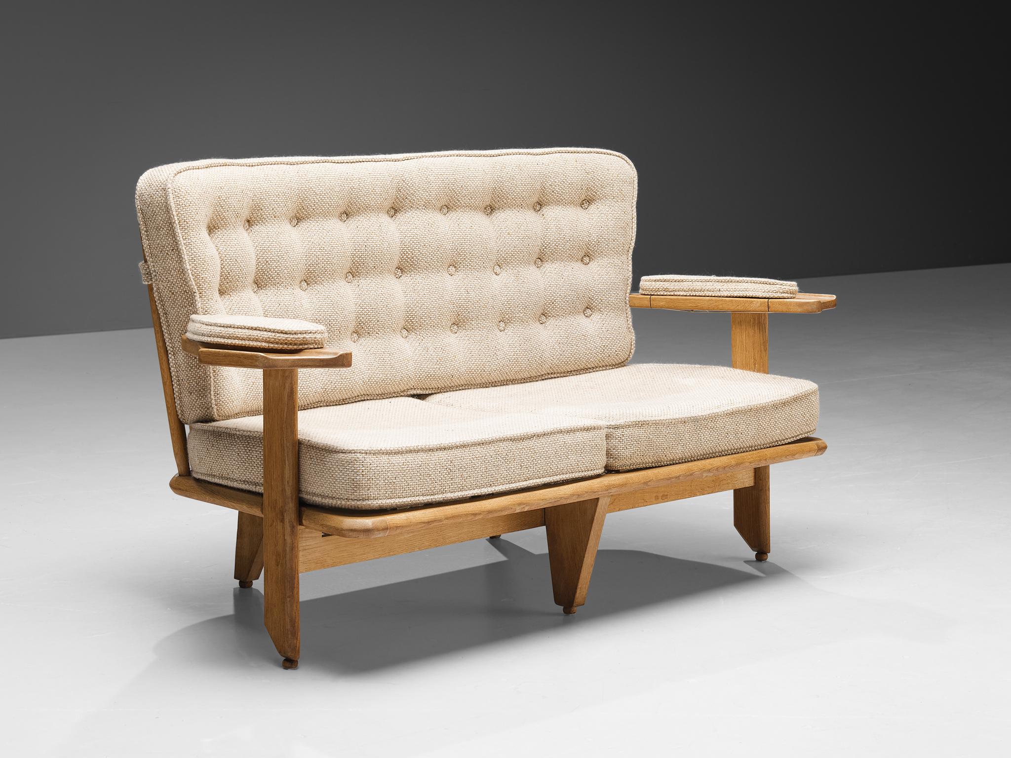 Guillerme & Chambron Sofas in Oak and Off-White Upholstery  1