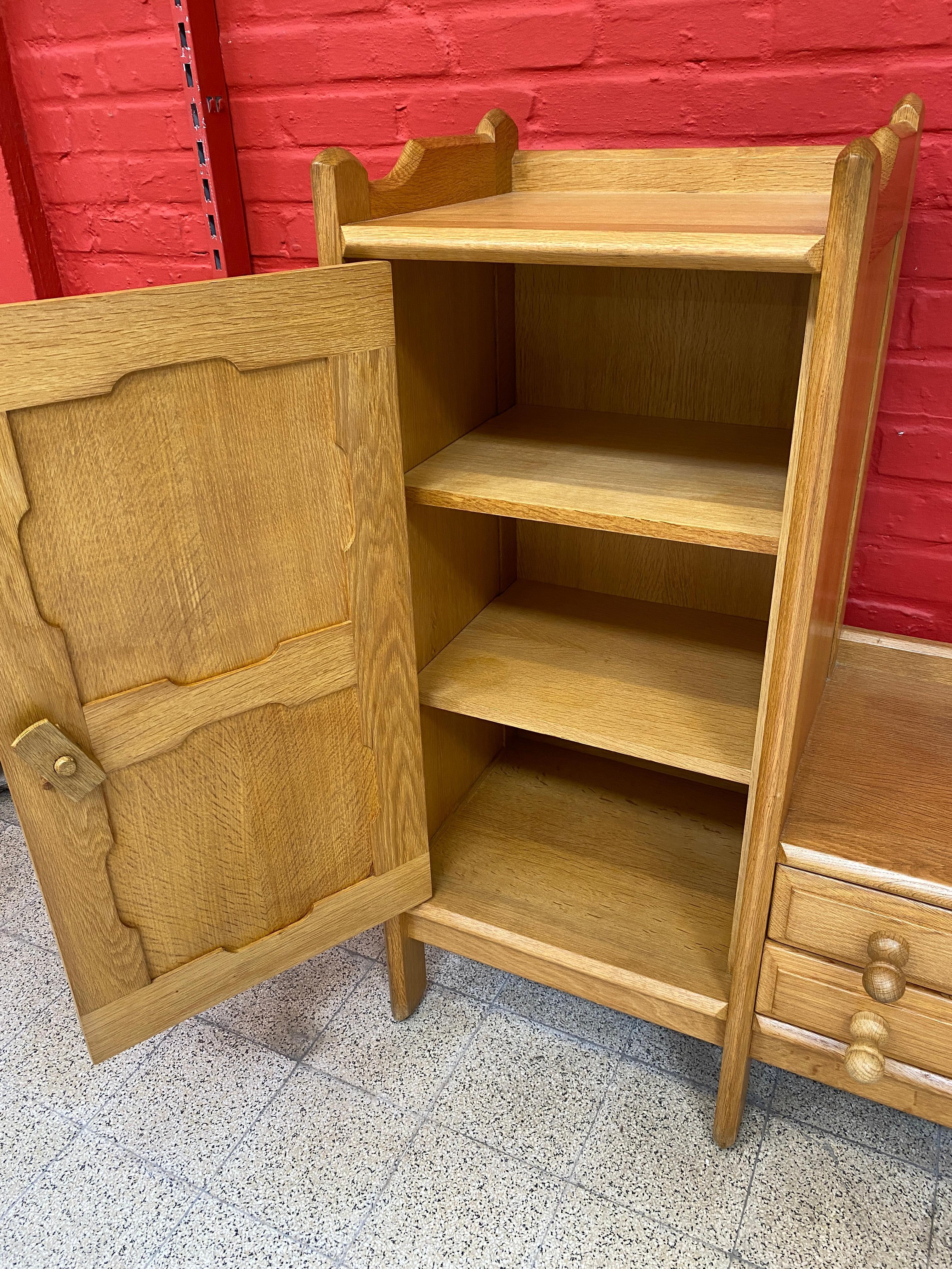 Guillerme et Chambron, Solid Oak Cabinet Edition Votre Maison, circa 1970-1980 For Sale 4