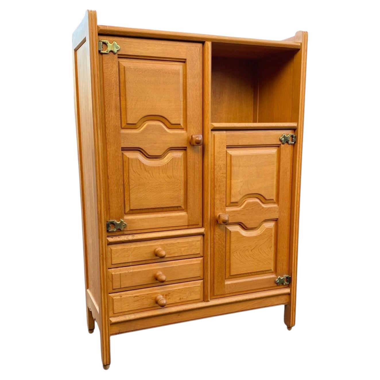 Guillerme et Chambron, Solid Oak Cabinet Edition Votre Maison, circa 1970-1980 For Sale