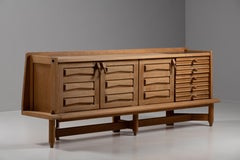 Guillerme et Chambron, Solid Oak Sideboard, France, 1950s