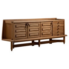 Guillerme et Chambron, Solid Oak Sideboard, France, 1950s
