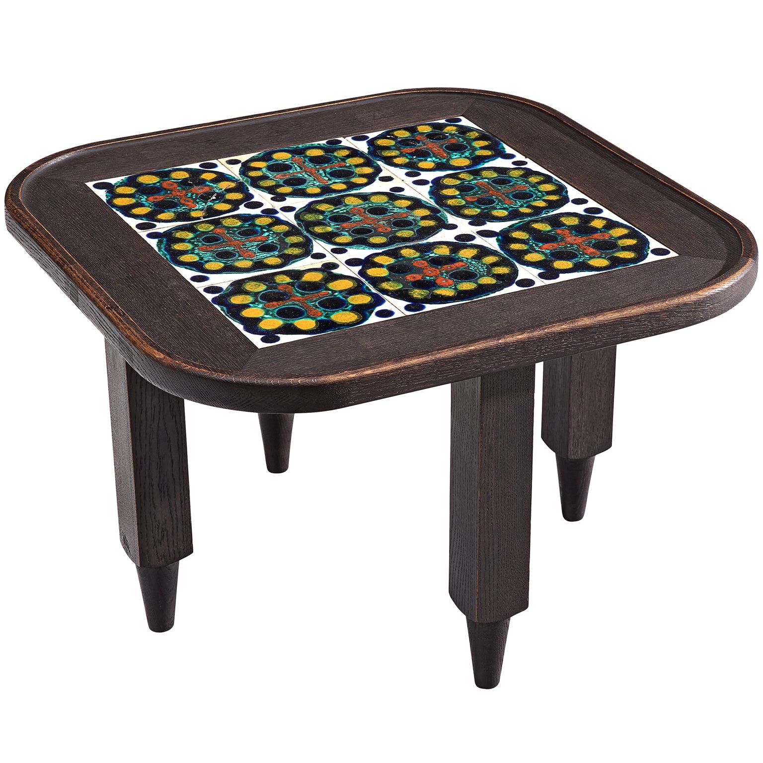Guillerme et Chambron Square Coffee Table with Ceramics