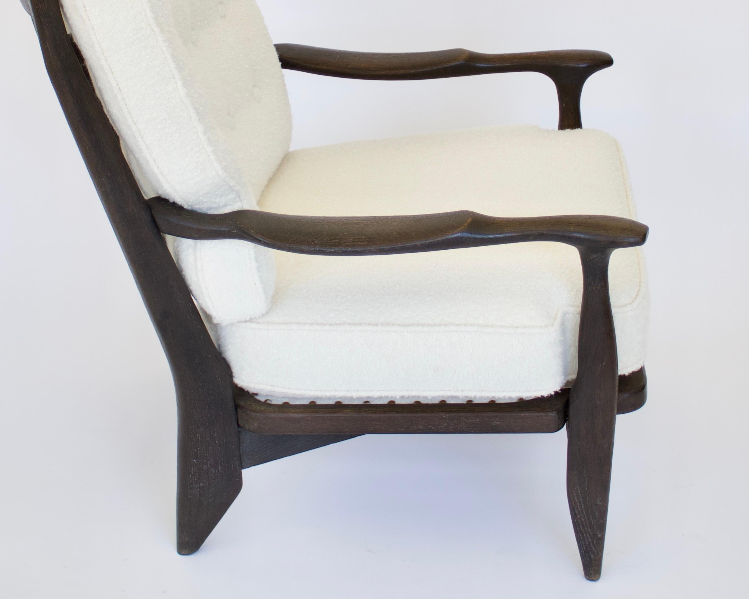 Guillerme et Chambron Stained Black to Brown French Oak Edouard Lounge Chair For Sale 3