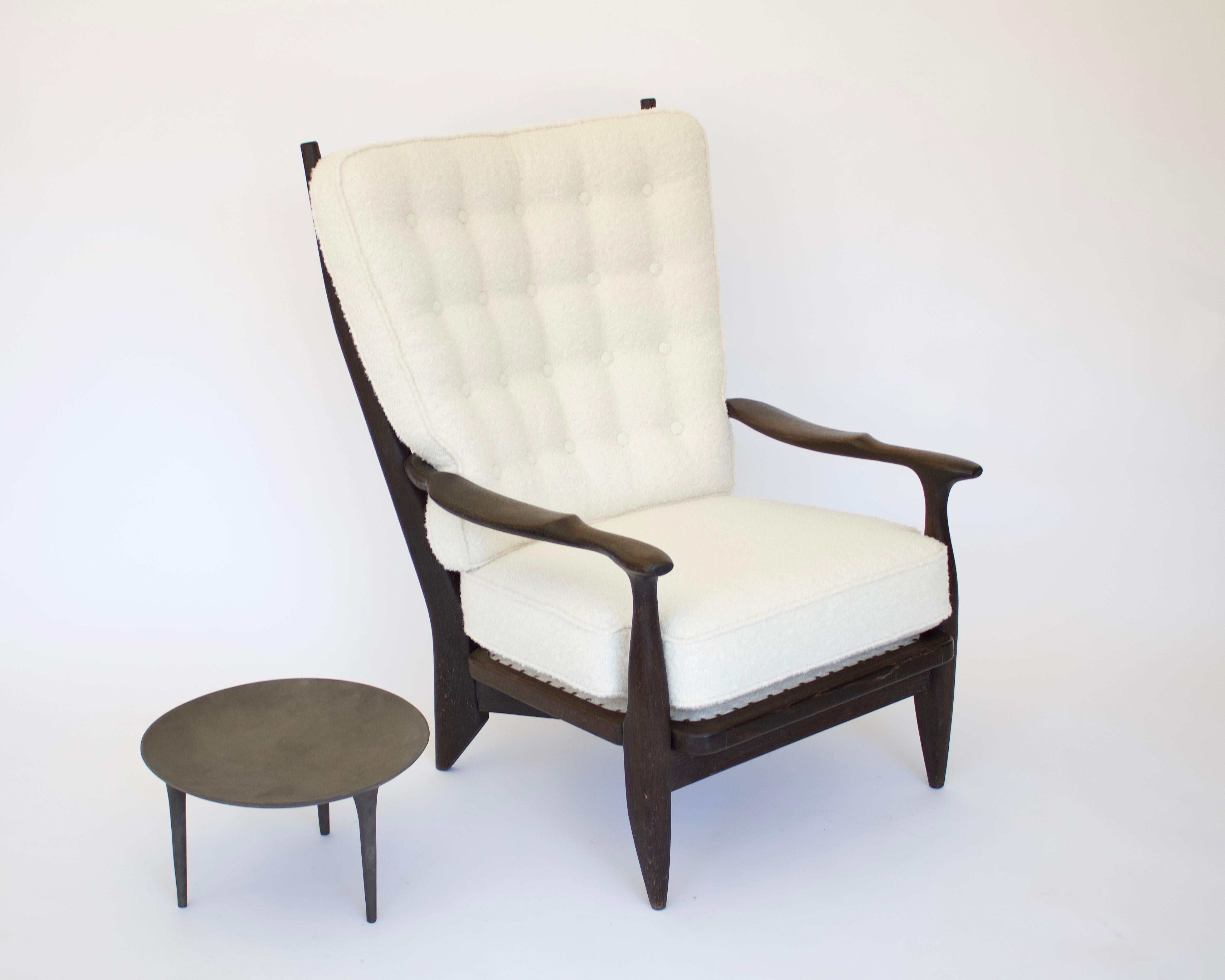 Guillerme et Chambron Stained Black to Brown French Oak Edouard Lounge Chair For Sale 8