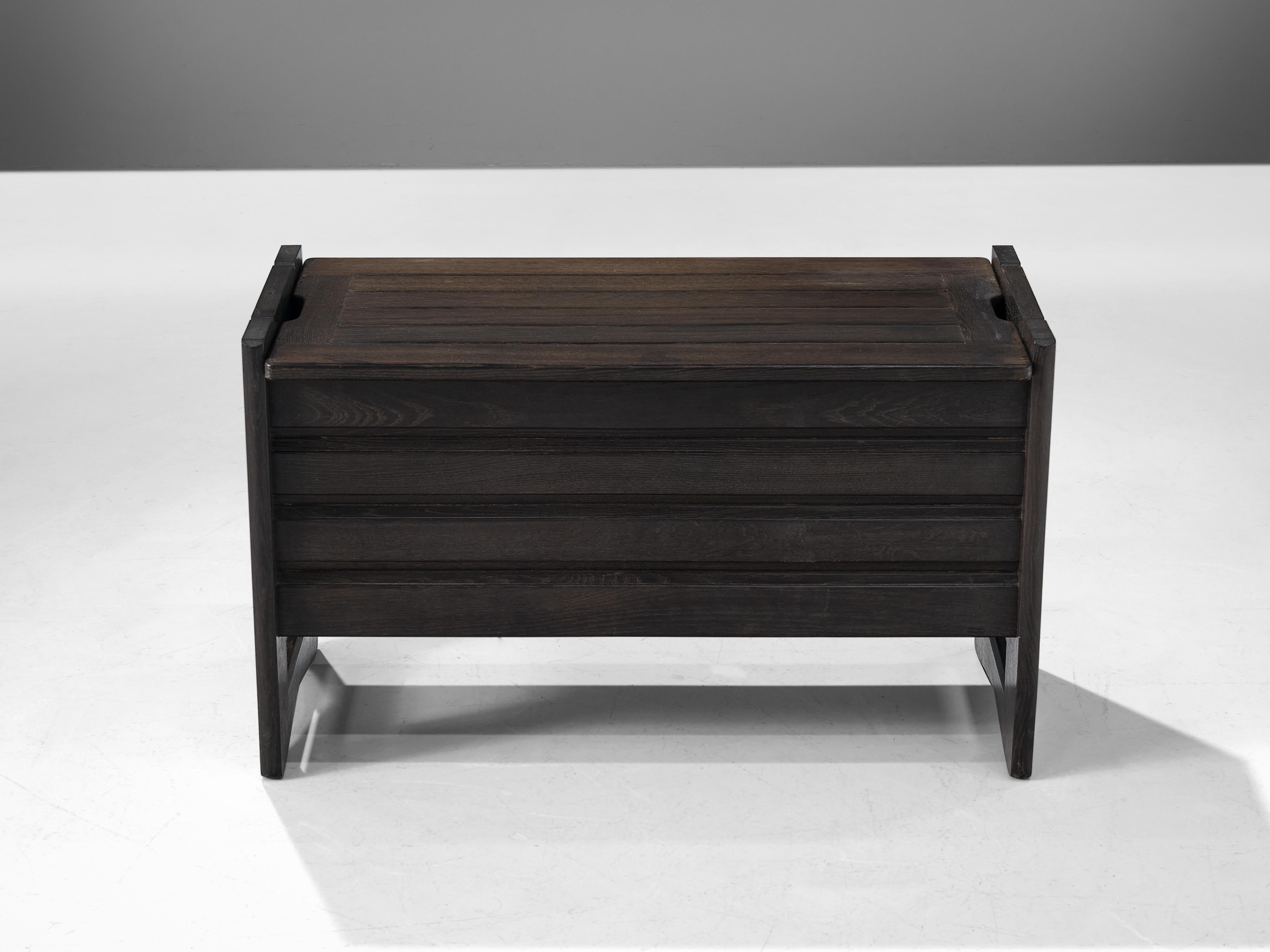French Guillerme & Chambron Trunk or Side Bench in Black Oak  For Sale