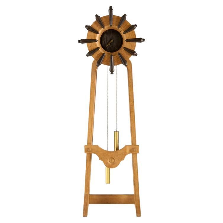 Guillerme et Chambron, Tall Oak Clock, France, Mid-20th Century For Sale