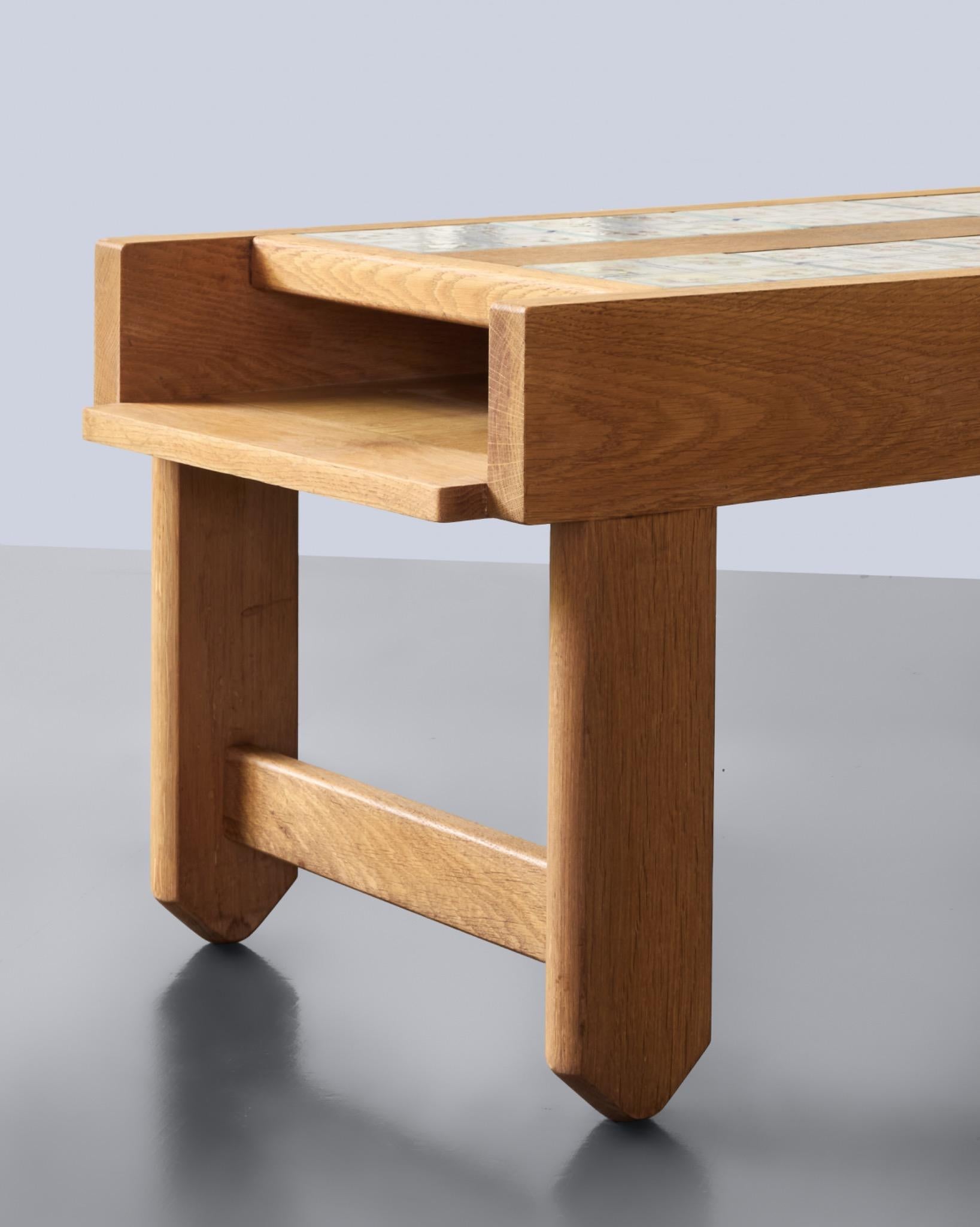 Guillerme et Chambron Tiled Coffee Table With Drawer Edition Votre Maison c.1960 In Excellent Condition For Sale In London, GB