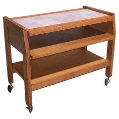 Guillerme et Chambron Tiled-Top Serving Table On Wheels Edition Votre Maison