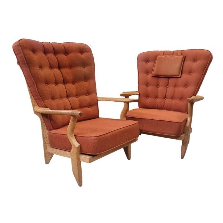 Mid-Century moderno Guillerme et Chambron, due poltrone in Oak del 1970  repos ,  Votre Maison in vendita