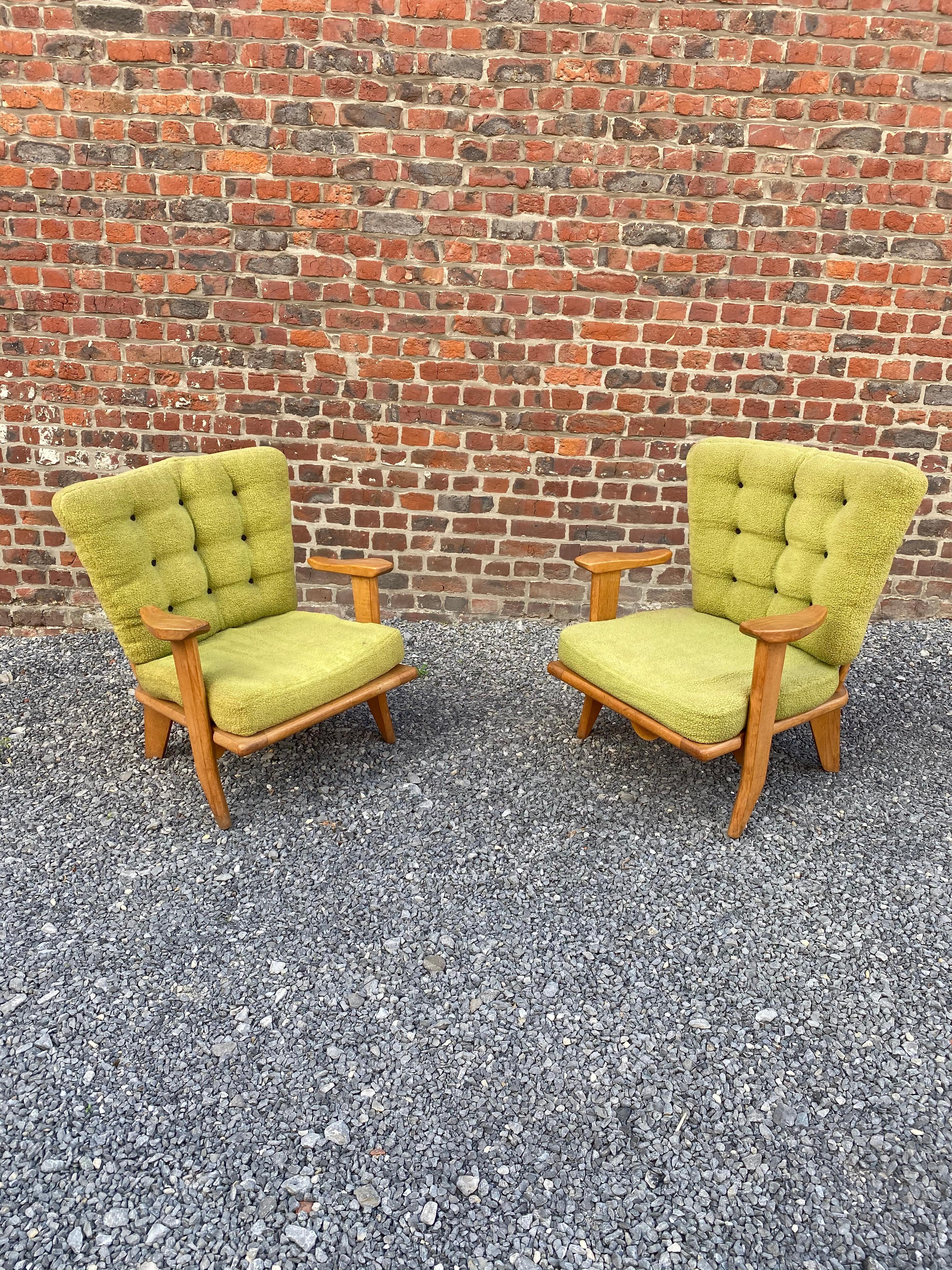 Guillerme et Chambron, two waxed oak armchairs. Votre Maison Edition.
