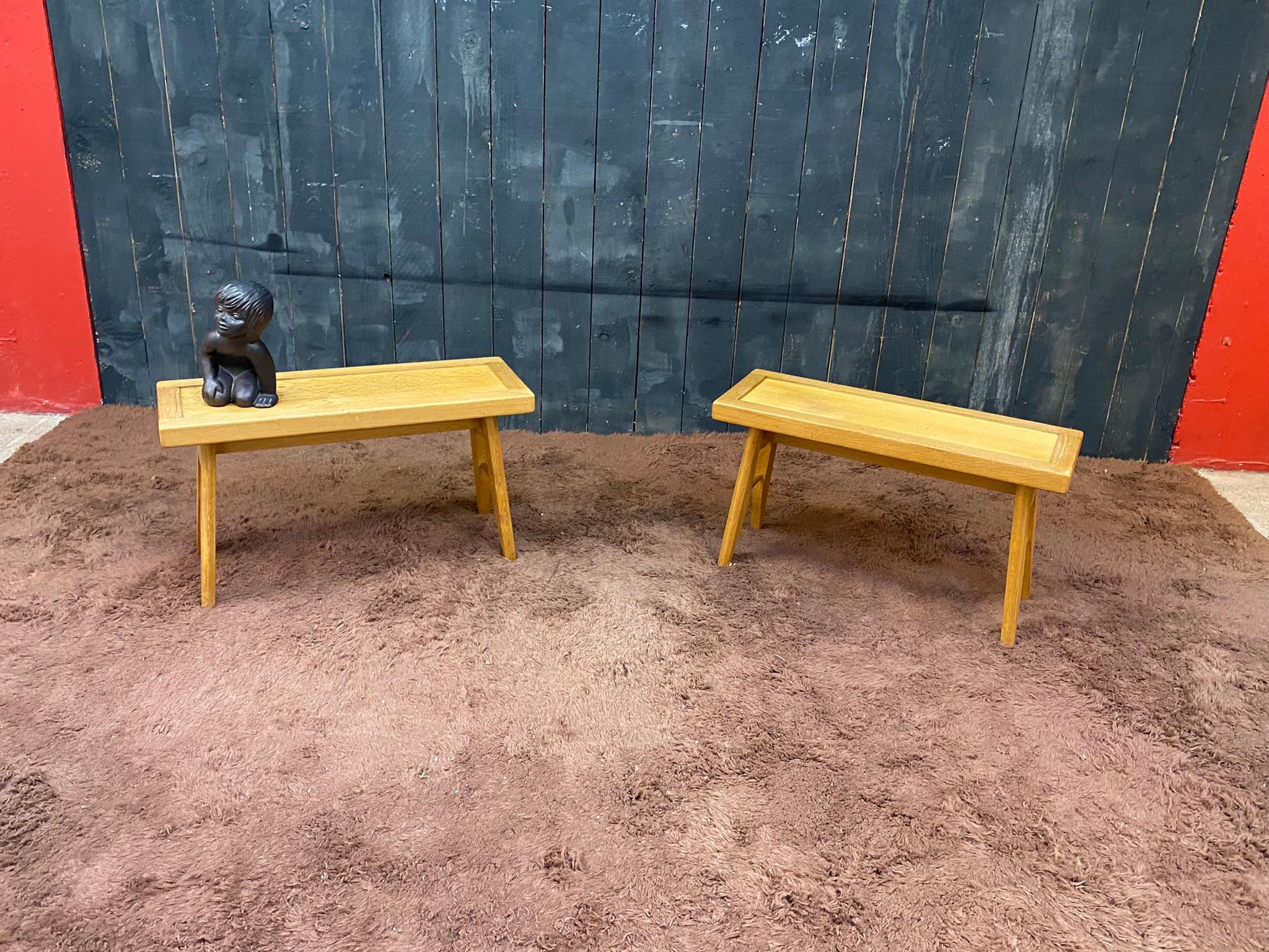 Two oak side tables Guillerme et Chambron Edition votre Maison, circa 1970.
probably an order
can be unique pieces.
     