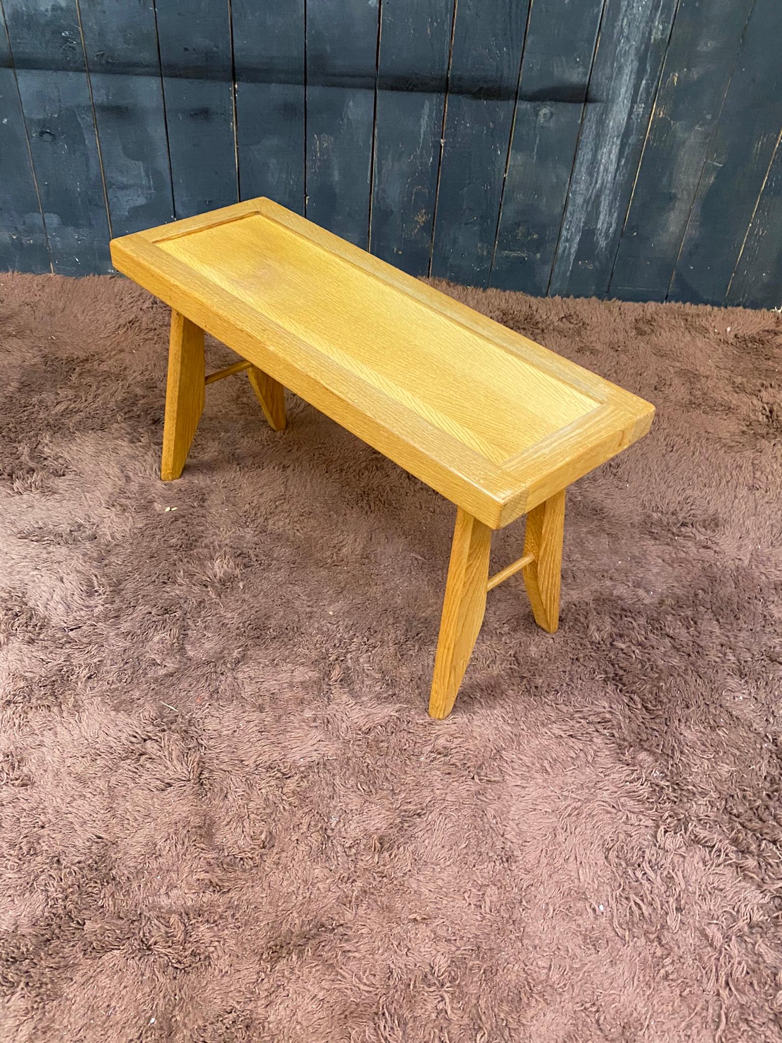 French Guillerme et Chambron, Two Rare Oak Side Table, circa 1970 For Sale